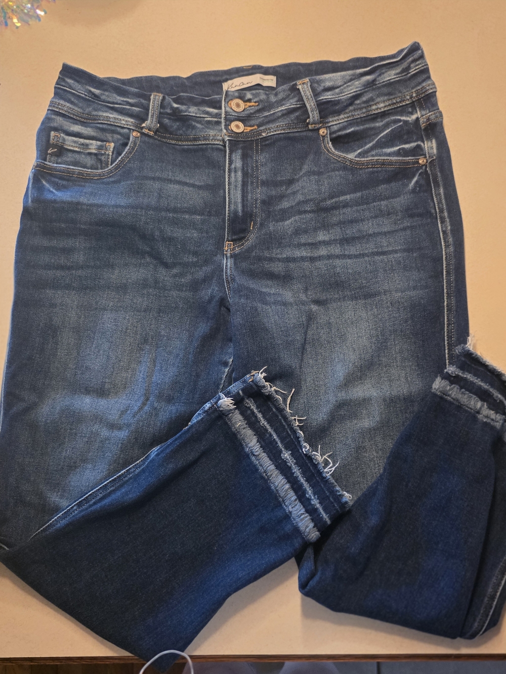 KanCan Dark Blue Distressed Ankle Jeans